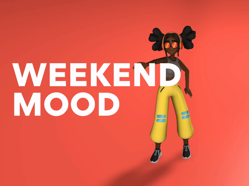 Weekend Mood 3d aftereffects animation c4d dance dancing mixamo orange render typography weekend weekly