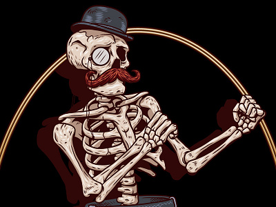 Brawler Skeleton apparel boxing cartoon comic illustration mustache retro skeleton steampunk t shirt victorian vintage