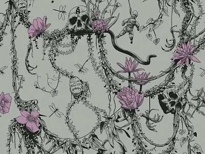 Voodoo Allover allover animal apparel graphic design illustration magic pattern print skull streetwear textile voodoo