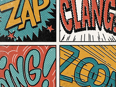 Comic Strip comic illustration lettering noise print retro sound text typography vintage