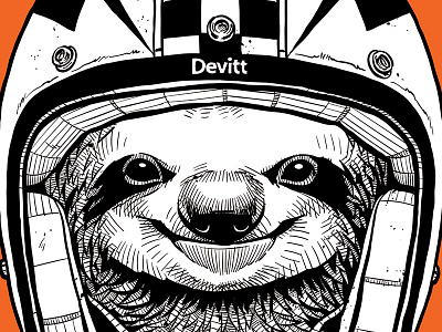 Sloth advertisement helmet illustration motorbike sloth