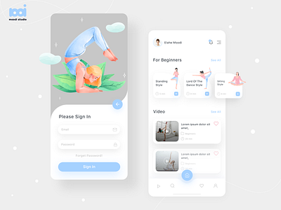 Yoga App android app concept creative dribbble health illustration minimal mobile app mobile ui sport ui uidesign uidesigner uiux userinterface uxdesign yoga