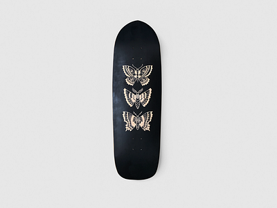 Soft Souls Deck butterfly hand carved illustration moth skate deck skateboard tattoo tattooflash woodcut woodcuts