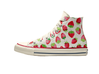 Converse Strawberry Pattern Spring 2020 converse food food illustration fruit illustration illustration ink pattern design sneakers strawberry surface design watercolor
