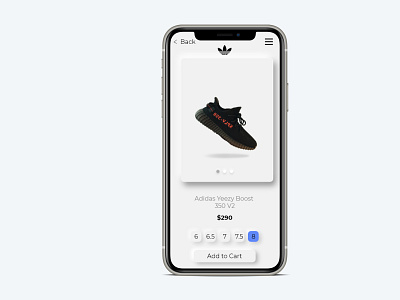 Yeezy Shop Interface app shopping app ui ux web