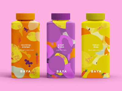 Baya Juice Bottles Concept art direction artwork brand design brand identity branding design handmade icon illustration juice juices logo packaging typography vector