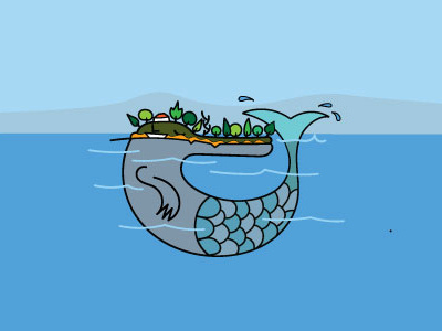 Seamonster of Spoon Island illustration istanbul sea seamonster