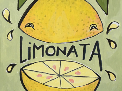 Lemonade Label drawing gouache illustration label painting