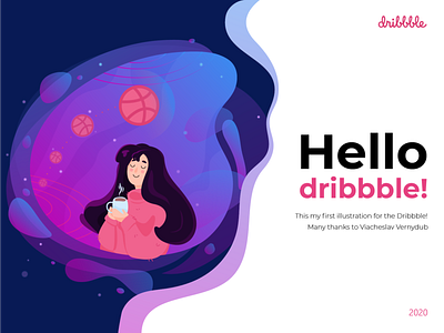 Hello Dribbble! I'm Lydia Nesmeshnaya debut debut shot design dream dribbble dribbble invite firstshot girl illustration space tea vector