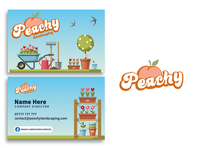 Peachy Landscaping - Business Cards brand business card design logo