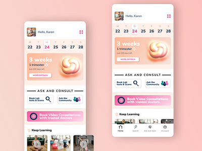 Maternity App: Homepage exploration app app design application maternity product ui ux