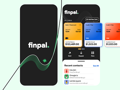 Finpal - Money Transfer App: Home and Splash screens app application bank banking branding design money transfer ui ux