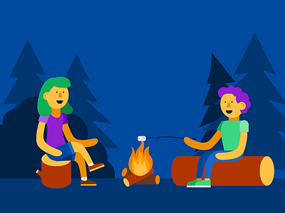 Illustration | Campfire flat illustration vector