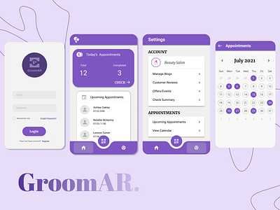 GroomAR - Salon reservation app UI app design salon reservation ui