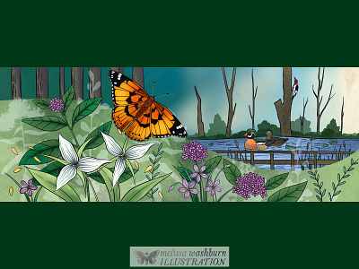 My Happy Walk botanical botanical art butterfly editorial editorial art editorial illustration illustration landscape illustration map map illustration maps nature nature illustration travel