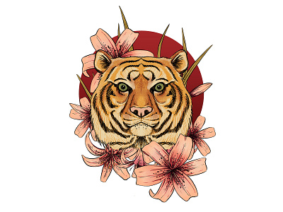 Year of the Tiger animal illustration botanical art digital art illustration nature nature illustration tiger zodiac