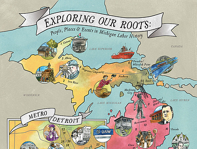 Exploring Our Roots design editorial illustration hand lettering infographics map illustration maps poster art