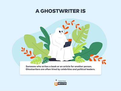 ghostwriter for customessaymeister art brand design character colors cute cute art digital illustration digitalart funny ghost illustration infographic laptop minimal nature art person plants writer writting