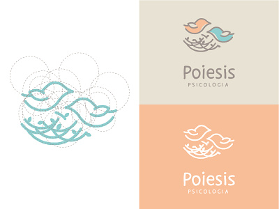 Poiesis Psicologia branding design flat icon lettering logo minimal vector
