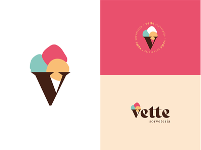 Vette Sorveteria branding design flat icecream icon logo minimal vector