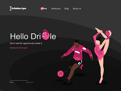 Dribbble gym dark ui design flat illustration minimal pink ui vector web website xd