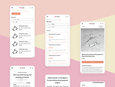 Twister mobile responsive website app app ui clean ui jewellery mobile responsive pastel color