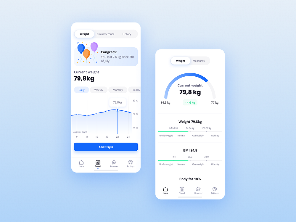 Smart scale app UX/UI redesign by Arnoldas Matulis on Dribbble