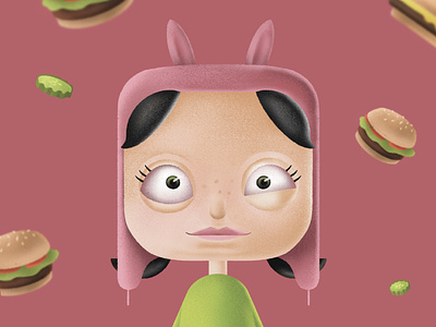 Louise Belcher bobs burgers character cute design grainy illustration illustration art procreate