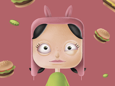Louise Belcher bobs burgers character cute design grainy illustration illustration art procreate