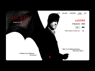 Netflix Lucifer Landing Page 003 2d branding dailyui debut design designs dribble figma landing landing page landingpage lucifer minimal netflix ui user experience design user interface design ux website