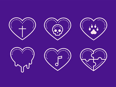 Dotted Icons of love color cross design heart hearts icon set icons8 illustration love note puzzle skull track web
