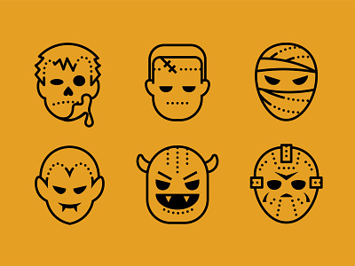 Dotted. Halloween icons set