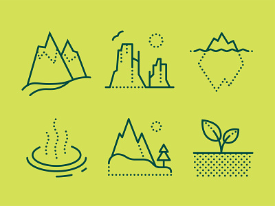 Dotted Icons of Nature alps canyon design iceberg icon set icons8 illustration nature soil vector