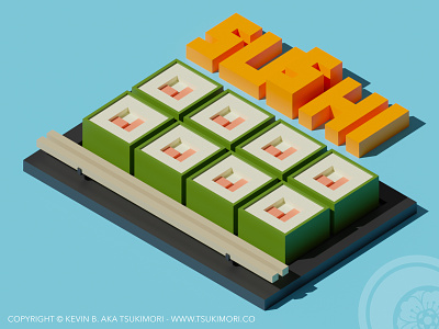 Sushi Time - Blender 3D and Augmented Reality 3d 3d art ar augmented reality augmentedreality blender blender 3d blender3d cute iso isometric isometric art isometric design isometric illustration low poly lowpoly sushi