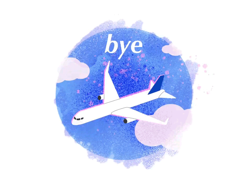 Bye airplane animation clouds illustration mograph procreate sky travel