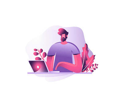 Designer working on laptop UI illustration animation art branding design flat illustration illustrator ui ux vector