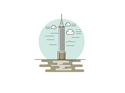 Cairo tower in Egypt line art illustration adobe illustrator art cairo design egypt flat illustration illustration art illustrator line tower ui ux vector