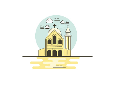 Church illustration line art adobe illustrator art branding design egypt flat illustration illustrator ui vector