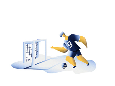 Football player with goal and grain texture blue football footballer goal grain grain texture illustration illustrator player players soccer ui vector yellow