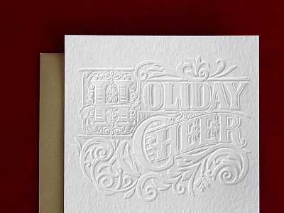 Corporate Holiday Card blind emboss christmas design hand drawn holiday print traditional typography