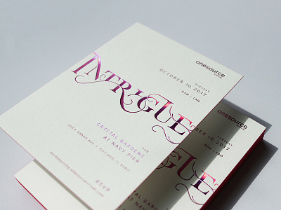 Intrigue Invitation classy custom type emboss flourish foil stamp font heavy stock typography vip