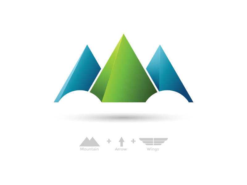 Mountain Arrow web wings startup logo nature modern mountain logo mountain illustration gradient graphic design eye catching company logo corporate identity branding logo awesome logo design logo arrow 3d logo