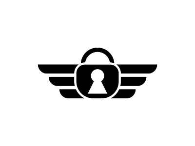Padlock antivirus branding corporate identity creative graphic design illustration key lock logo logo awesome logo design minimal padlock protect safe security shield simple wing