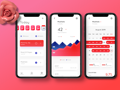 Habit Tracker App(Concept) app design flat illustration lettering minimal ui ux web