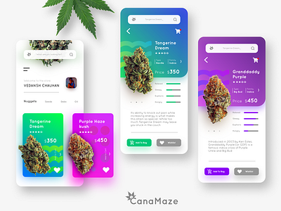 CanaMaze - A marketplace for medical Marijuana app design flat lettering minimal typography ui ux vector web