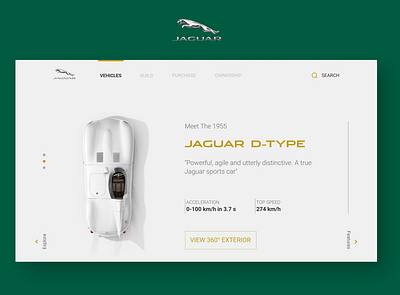 Jaguar D-Type Website Minimal branding car design flat lettering minimal typography ui ux web website