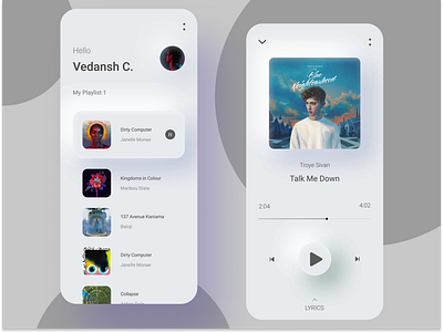 Music App app design flat icon lettering minimal music music app music player song type typography ui ux