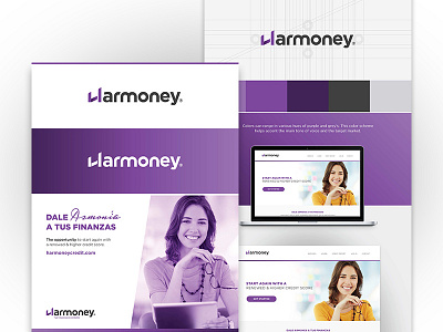 Harmoney branding first draft ideas logo design web design