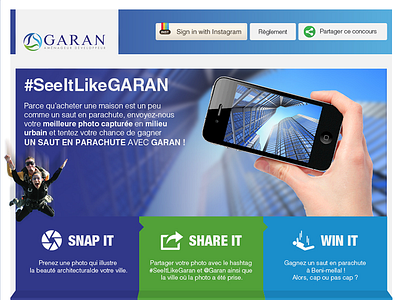 Garan Facebook app app application blue facebook garan green share snap ui ux webdesign win