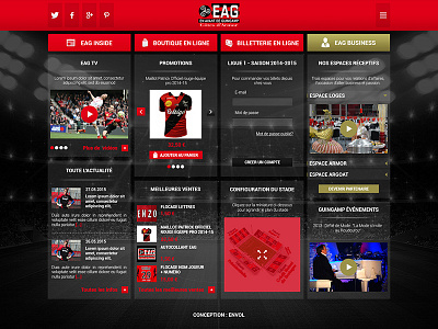 EAG Homepage website eag homepage red soccer ui ux website